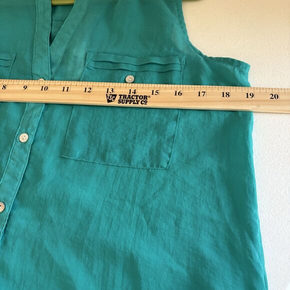 Ann Taylor‎ LOFT Women's Small Green Sleeveless Classic Blouse Light Weight - Picture 8 of 9